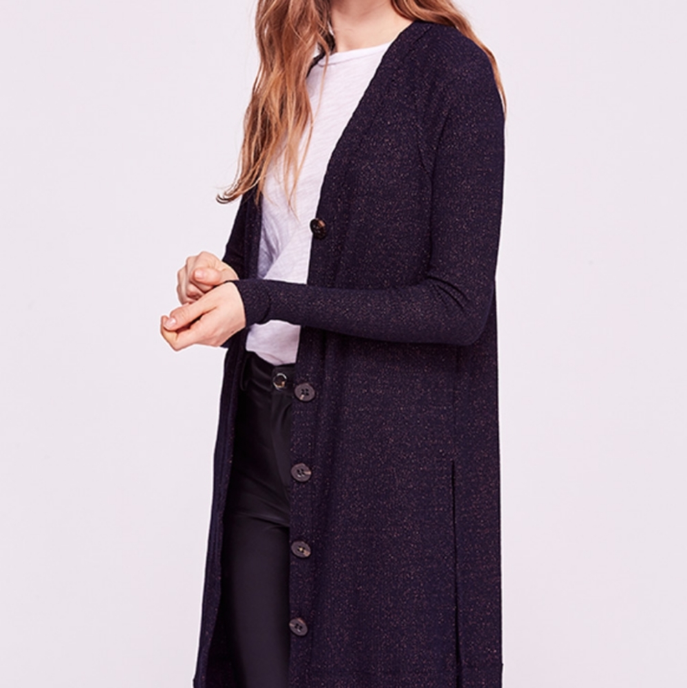 Free People | Metallic Long Button Cardigan - E88